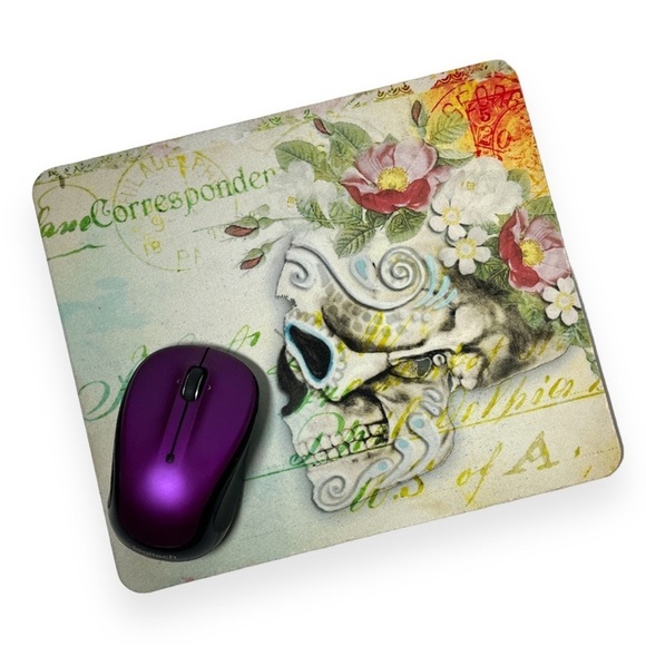 Sugar Skull Floral Computer Laptop Mouse Pad Custom Made Profile Skull Floral - Picture 1 of 4